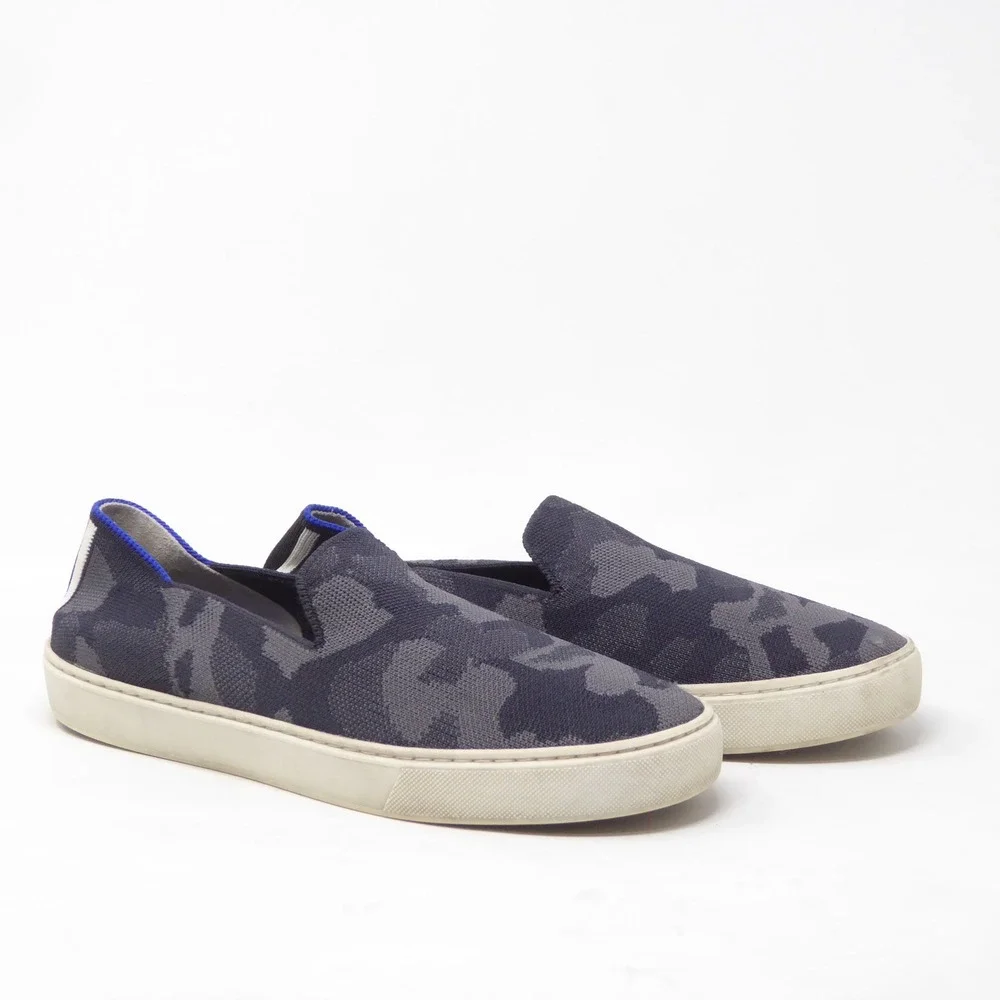 Rothy's Womens The Original Sneakers Navy Camo Slip On Shoes 8